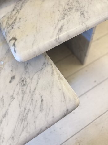 Set vintage Italiaanse vierkante marmeren salontafels | Sprinkelhop