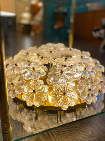 Vintage Ernst Palme plafondlamp bloemen met messing | Sprinkelhop