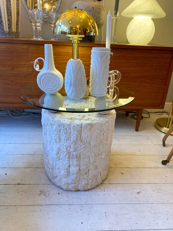Vintage mactan stenen glazen salontafel Magnussen Ponte | Sprinkelhop