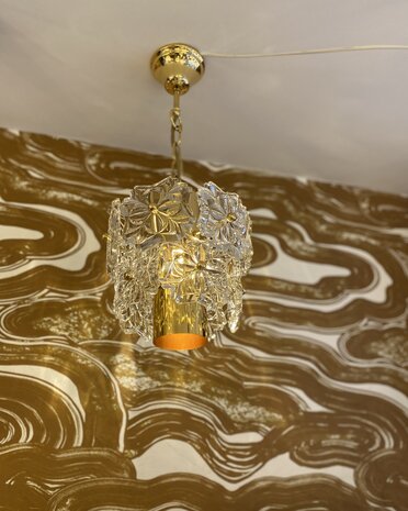 Vintage messing kroonluchter S&ouml;lken Leuchten bloemen klein 1970s | Sprinkelhop