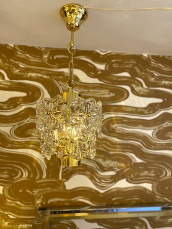 Vintage messing kroonluchter S&ouml;lken Leuchten bloemen klein 1970s | Sprinkelhop