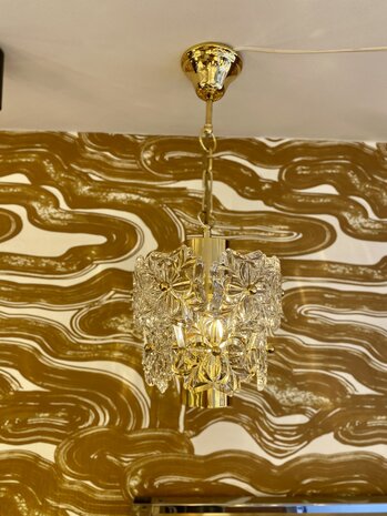 Vintage messing kroonluchter S&ouml;lken Leuchten bloemen klein 1970s | Sprinkelhop