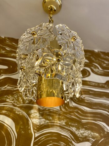 Vintage messing kroonluchter S&ouml;lken Leuchten bloemen klein 1970s | Sprinkelhop