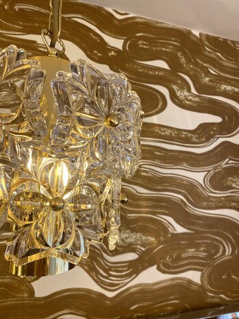 Vintage messing kroonluchter S&ouml;lken Leuchten bloemen klein 1970s | Sprinkelhop