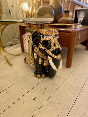 Vintage plantentafel olifant  keramiek blauw | Sprinkelhop
