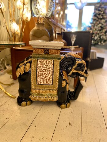 Vintage plantentafel olifant  keramiek blauw | Sprinkelhop