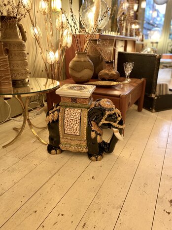 Vintage plantentafel olifant  keramiek blauw | Sprinkelhop