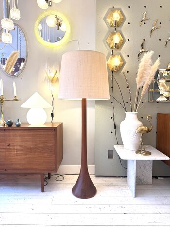 Vintage teak vloerlamp Domus 1970s in hoogte verstelbaar | Sprinkelhop