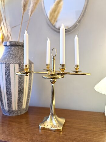 Grote vintage messing kandelaar messing 4 armen | Sprinkelhop