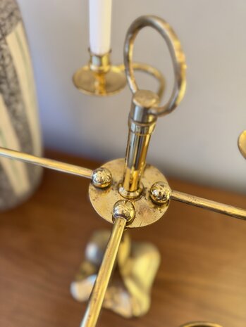 Grote vintage messing kandelaar messing 4 armen | Sprinkelhop