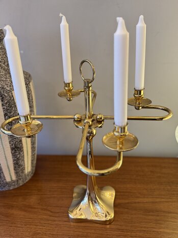 Grote vintage messing kandelaar messing 4 armen | Sprinkelhop