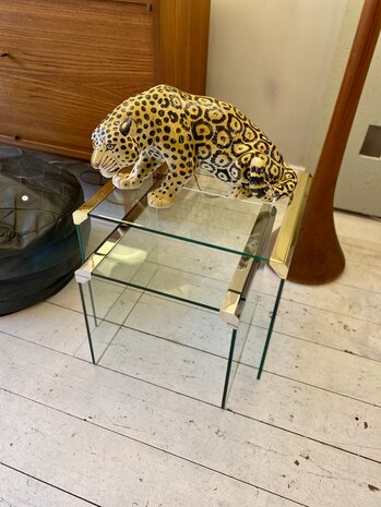 Vintage Gallotti en Radice salontafel glas chroom klein 1970s | Sprinkelhop