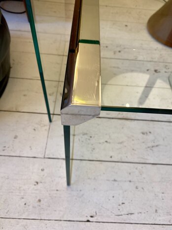 Vintage Gallotti en Radice salontafel glas chroom klein 1970s | Sprinkelhop