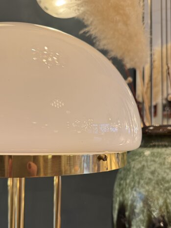 Leola vintage mushroom tafellamp messing opaline glas 1980s groot | Sprinkelhop