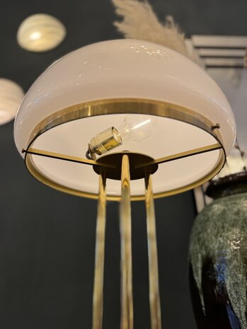 Leola vintage mushroom tafellamp messing opaline glas 1980s groot | Sprinkelhop