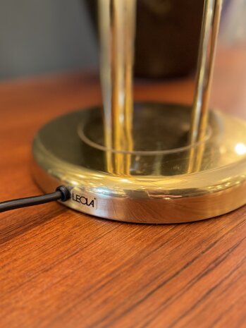 Leola vintage mushroom tafellamp messing opaline glas 1980s groot | Sprinkelhop