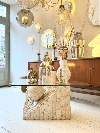 Magnussen Ponte vintage mactan stone glazen salontafel  | Sprinkelhop