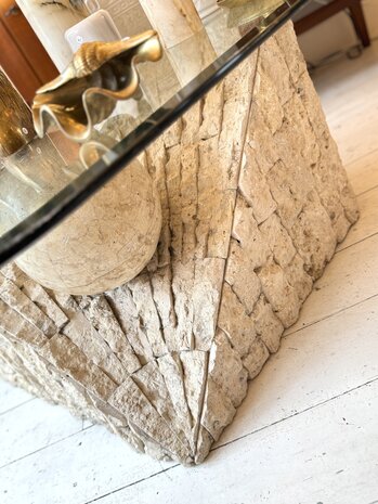 Magnussen Ponte vintage mactan stone glazen salontafel  | Sprinkelhop