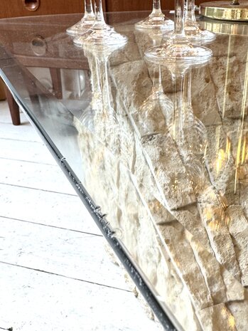 Magnussen Ponte vintage mactan stone glazen salontafel  | Sprinkelhop