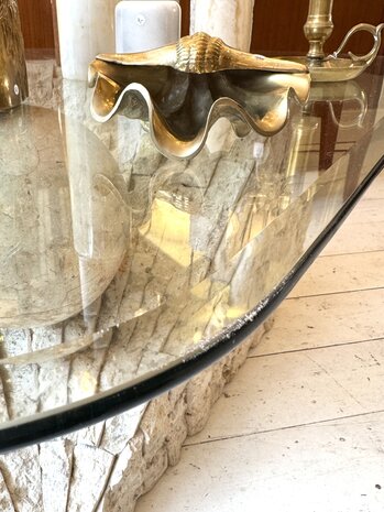 Magnussen Ponte vintage mactan stone glazen salontafel  | Sprinkelhop