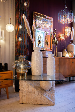 Magnussen Ponte vintage mactan stone glazen salontafel  | Sprinkelhop