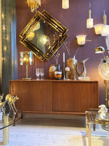 Deens teak dressoir sideboard kast met schuifdeuren | Sprinkelhop