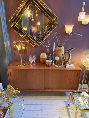 Deens teak dressoir sideboard kast met schuifdeuren | Sprinkelhop