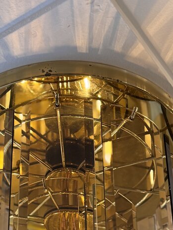 Vintage messing plafondlamp met rookglazen platen | Sprinkelhop