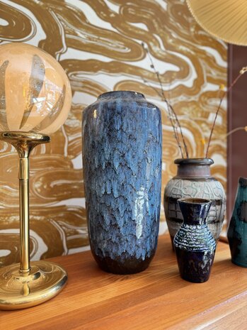 Grote vintage West Germany Fat Lava vaas Scheurich 517-45 blauw | Sprinkelhop