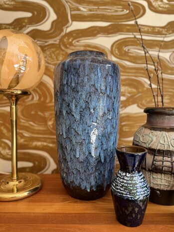 Grote vintage West Germany Fat Lava vaas Scheurich 517-45 blauw | Sprinkelhop