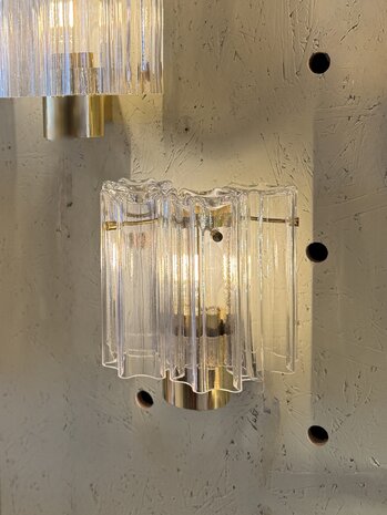 (4 st) Glash&uuml;tte Limburg messing Murano glazen "Tronchi" wandlamp 