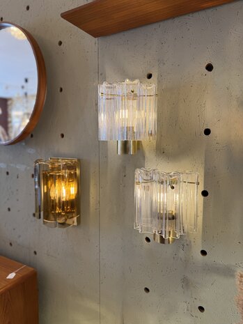 (4 st) Glash&uuml;tte Limburg messing Murano glazen "Tronchi" wandlamp 