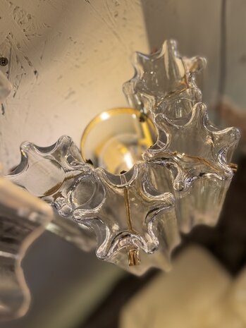 (4 st) Glash&uuml;tte Limburg messing Murano glazen "Tronchi" wandlamp 