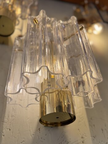 (4 st) Glash&uuml;tte Limburg messing Murano glazen "Tronchi" wandlamp 