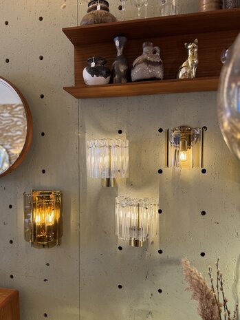 (4 st) Glash&uuml;tte Limburg messing Murano glazen "Tronchi" wandlamp 