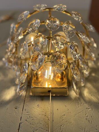 Vintage Schr&ouml;der &amp; Co messing kristallen wandlamp Hollywood Regency | Sprinkelhop