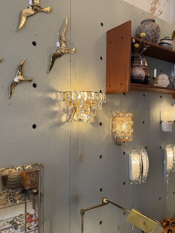 Vintage Schr&ouml;der &amp; Co messing kristallen wandlamp Hollywood Regency | Sprinkelhop