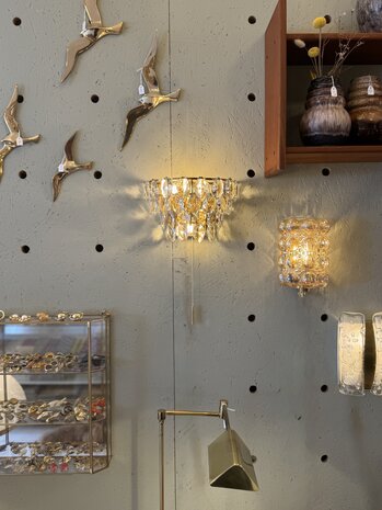 Vintage Schr&ouml;der &amp; Co messing kristallen wandlamp Hollywood Regency | Sprinkelhop