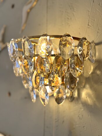 Vintage Schr&ouml;der &amp; Co messing kristallen wandlamp Hollywood Regency | Sprinkelhop