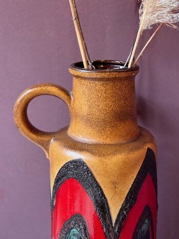 Vintage grote Scheurich West Germany fat lava vaas 409-52 bruin rood | Sprinkelhop