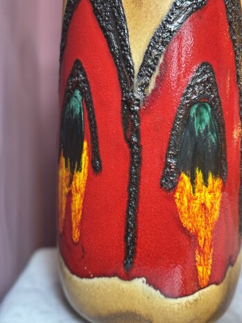 Vintage grote Scheurich West Germany fat lava vaas 409-52 bruin rood | Sprinkelhop