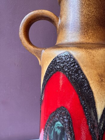 Vintage grote Scheurich West Germany fat lava vaas 409-52 bruin rood | Sprinkelhop