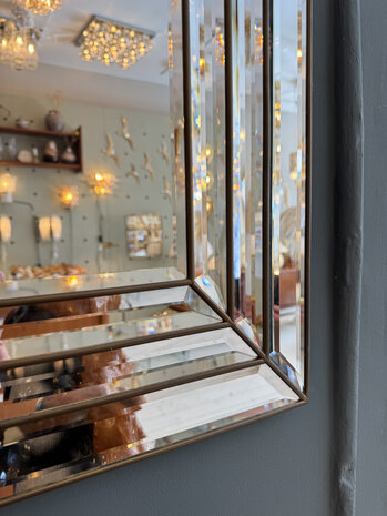 Vintage jaren '70 art deco stijl spiegel van facetgeslepen glaspanelen | Sprinkelhop