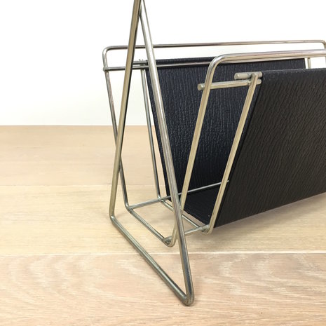 Vintage lectuurtafel chroom skai zwart