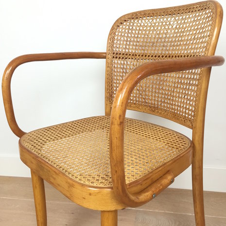 Vintage webbing Praag stoel Bentwood 811 voor Thonet