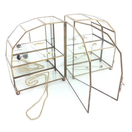 Set van twee mini messing glazen vitrinekastjes hemel | Sprinkel + Hop