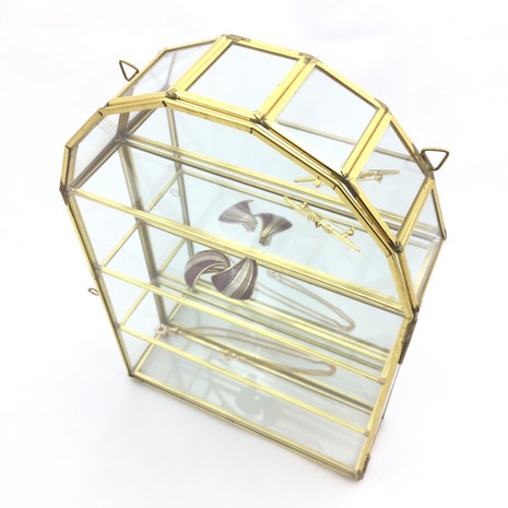 Vintage glazen hemel vitrinekastje messing | Sprinkel + Hop