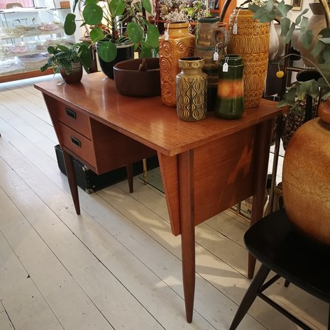 Vintage teak houten bureau 2 lades | Sprinkel + Hop