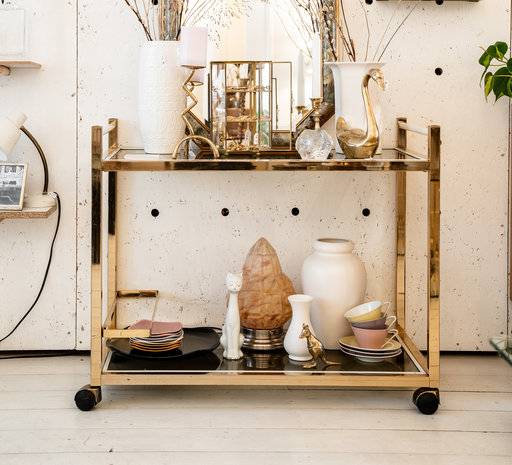 Bar Cart serveerwagen trolley goudkleurig | Sprinkel + Hop