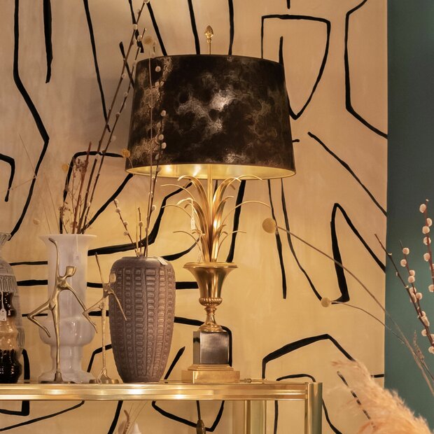 Vintage messing palm tafellamp Boulanger 1970s | Sprinkelhop